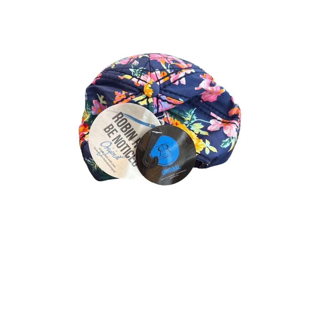 Robin Ruth New‎ York Floral Snapback Hat Navy Blue Quilted Embroidered Cap NWT